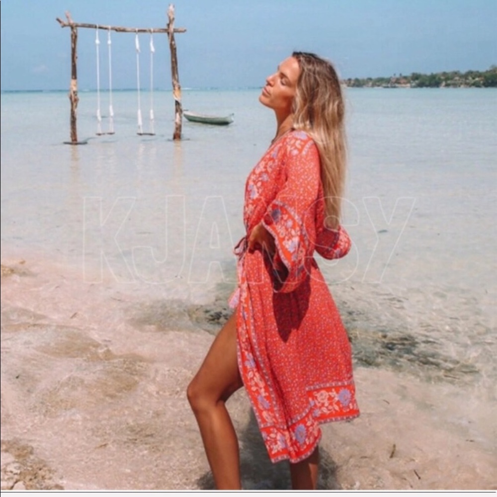 Bohemian Red Kimono Duster - Picture 5 of 7